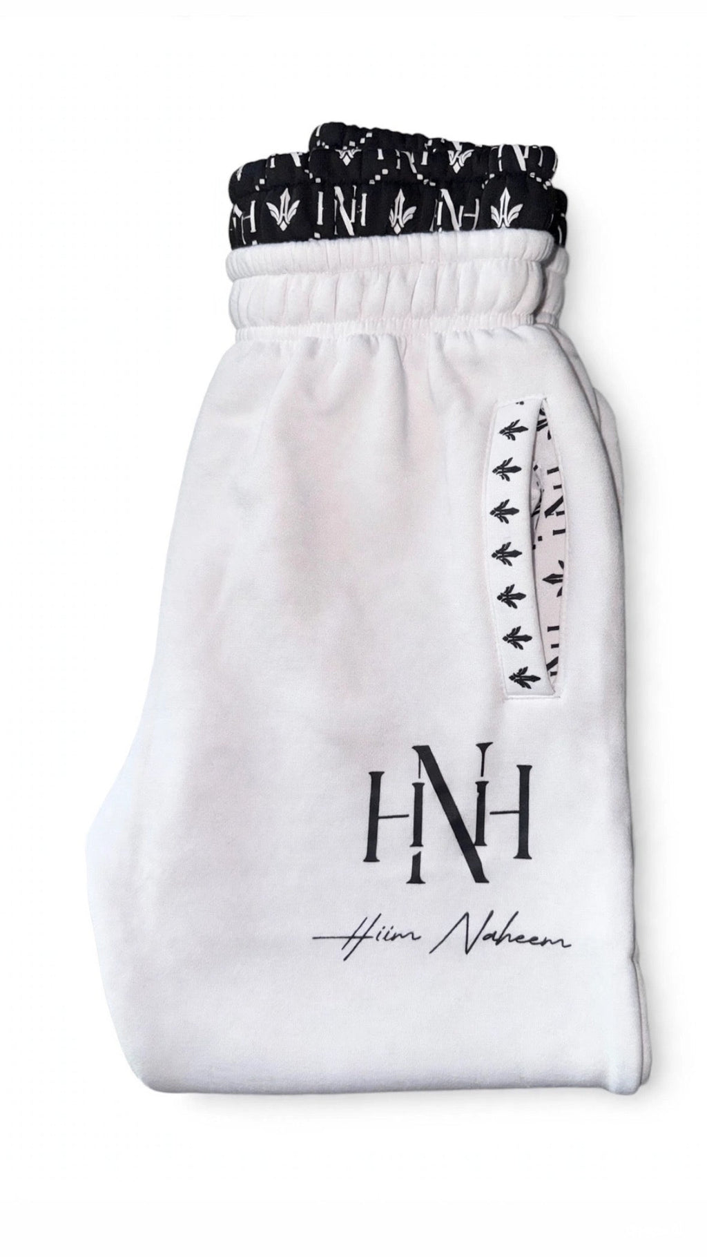 HNH Monogram Black Sweats — Waistband Detail