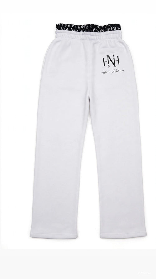 HNH Monogram White Tee Front — Black Monogram Sleeves
